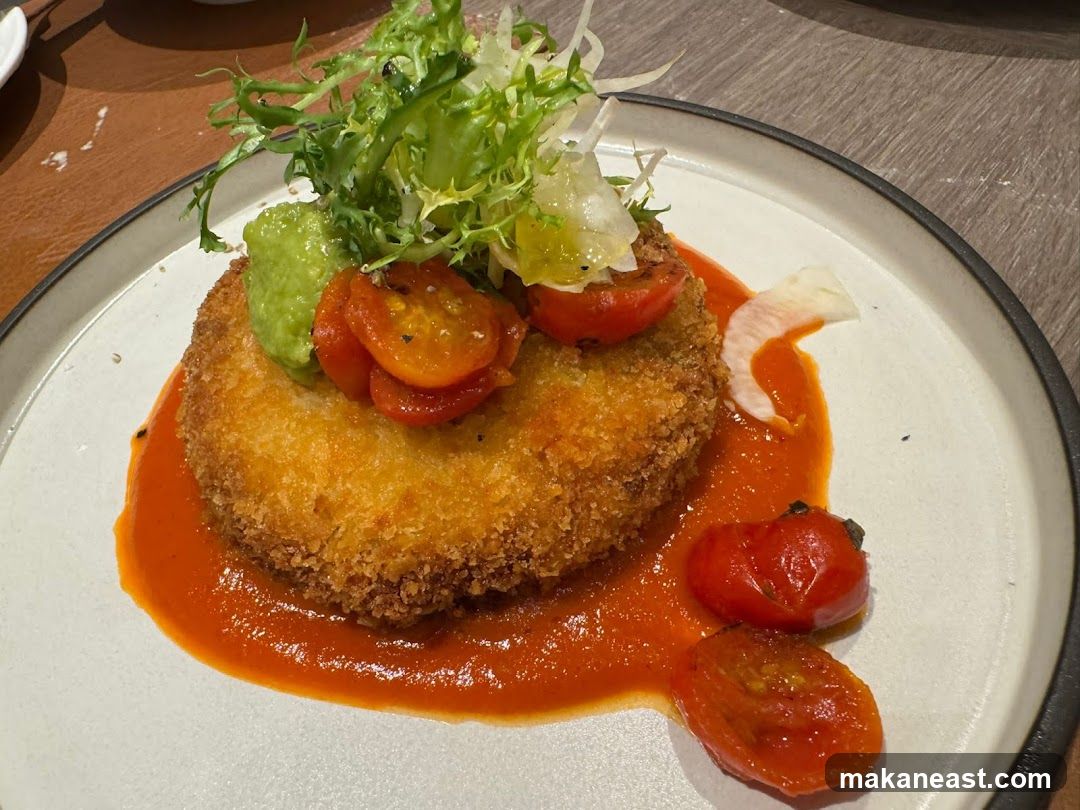Fried Patty with Tomatoes and Greens