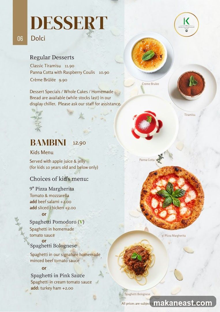 Dessert Menu