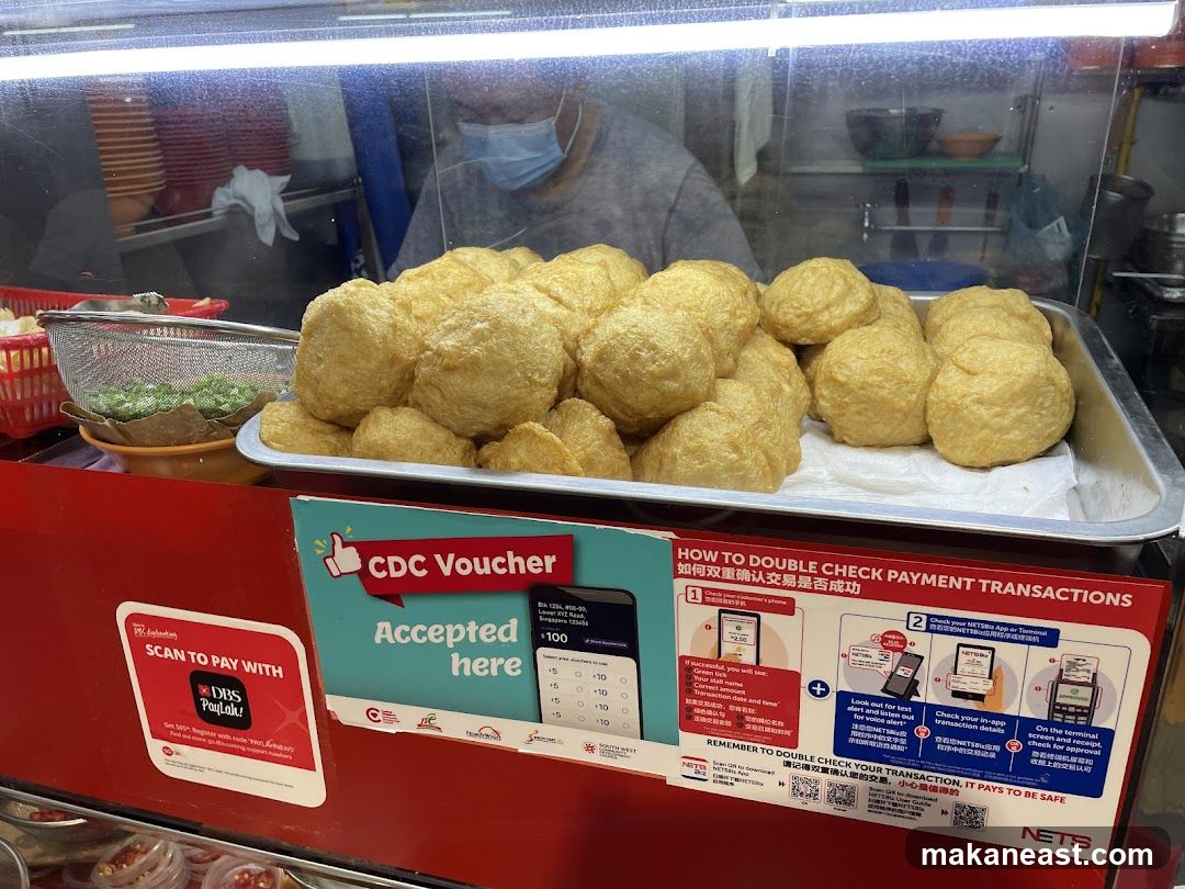 Food stall with payment information