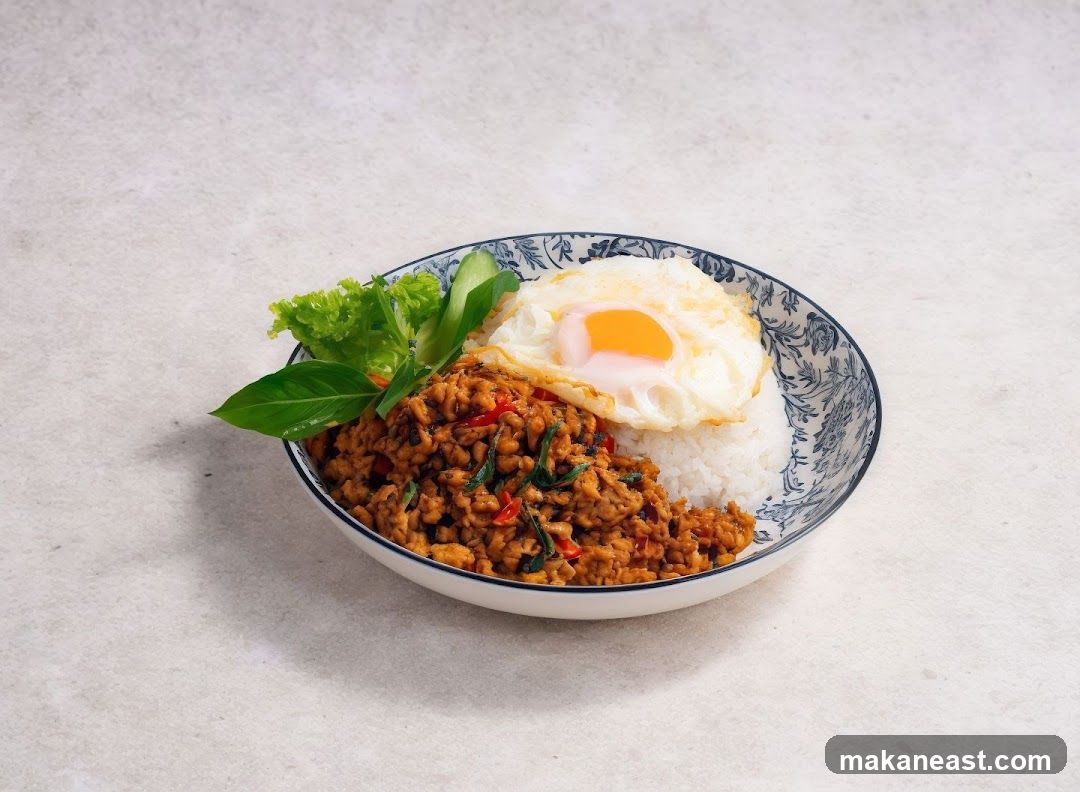 Basil Chicken with Fried Egg