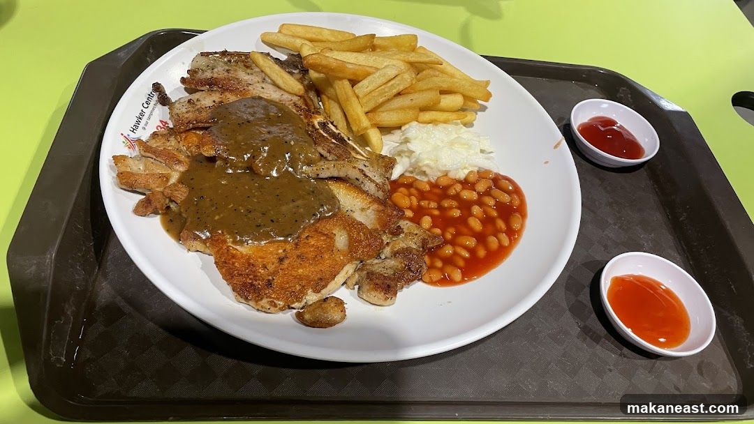 Chicken Chop with Fries and Beans
