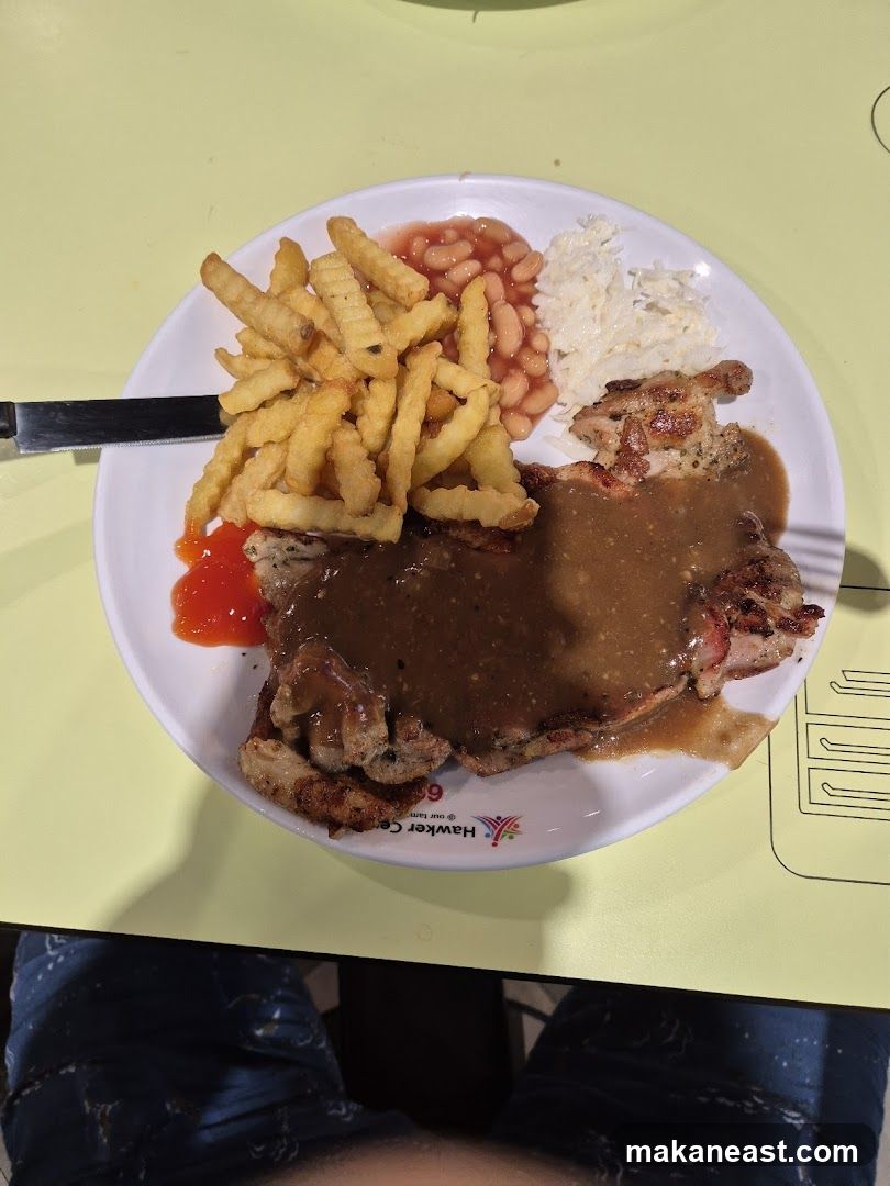 Chicken Chop with Fries and Beans