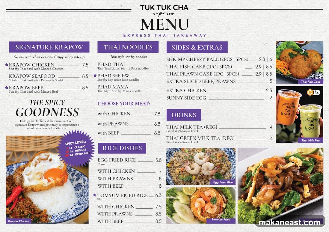 TUK TUK CHA EXPRESS MENU