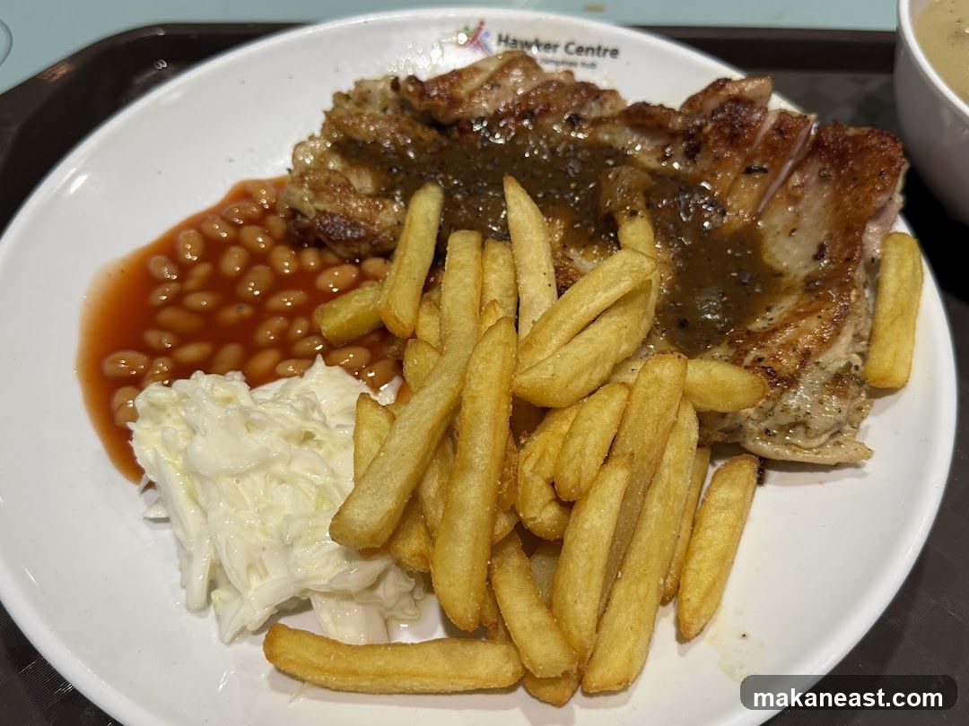 Chicken Chop with Fries and Beans