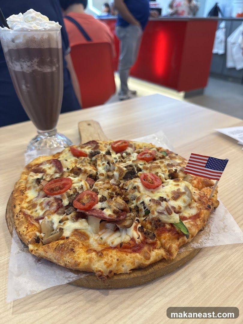 Pizza and Chocolate Drink