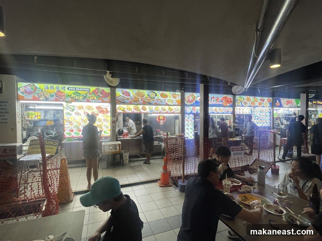 Food stalls with illuminated menus