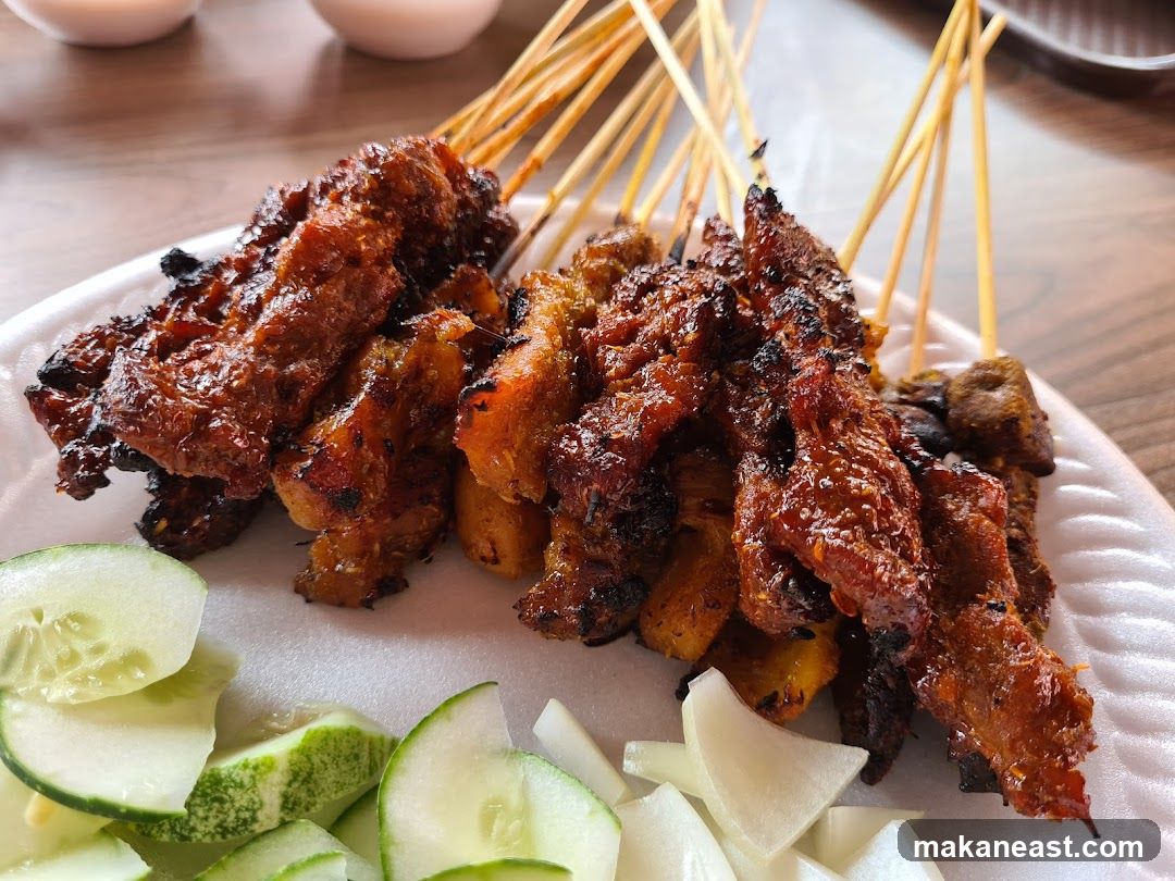 Satay Skewers with Cucumber and Onion