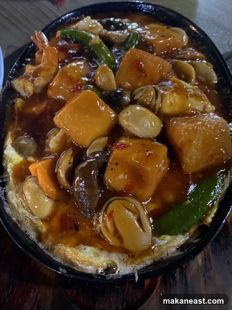 Sizzling Tofu and Seafood Dish
