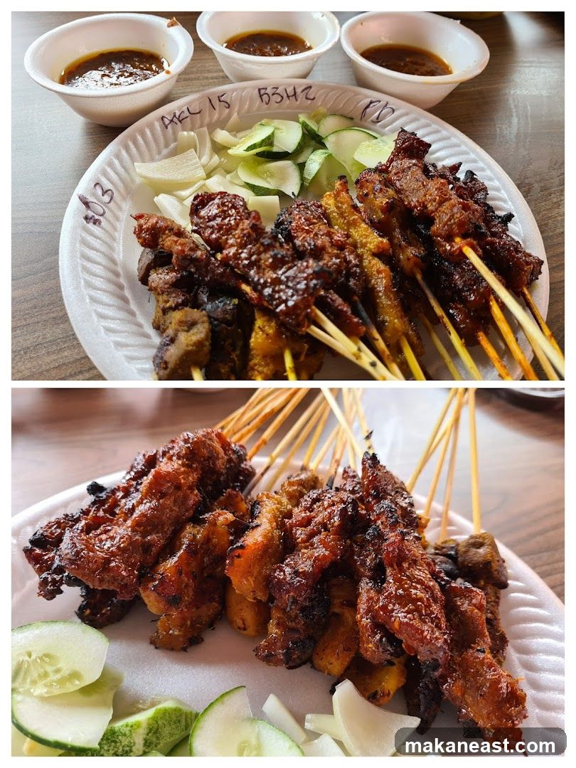 Satay Skewers with Cucumber and Onion