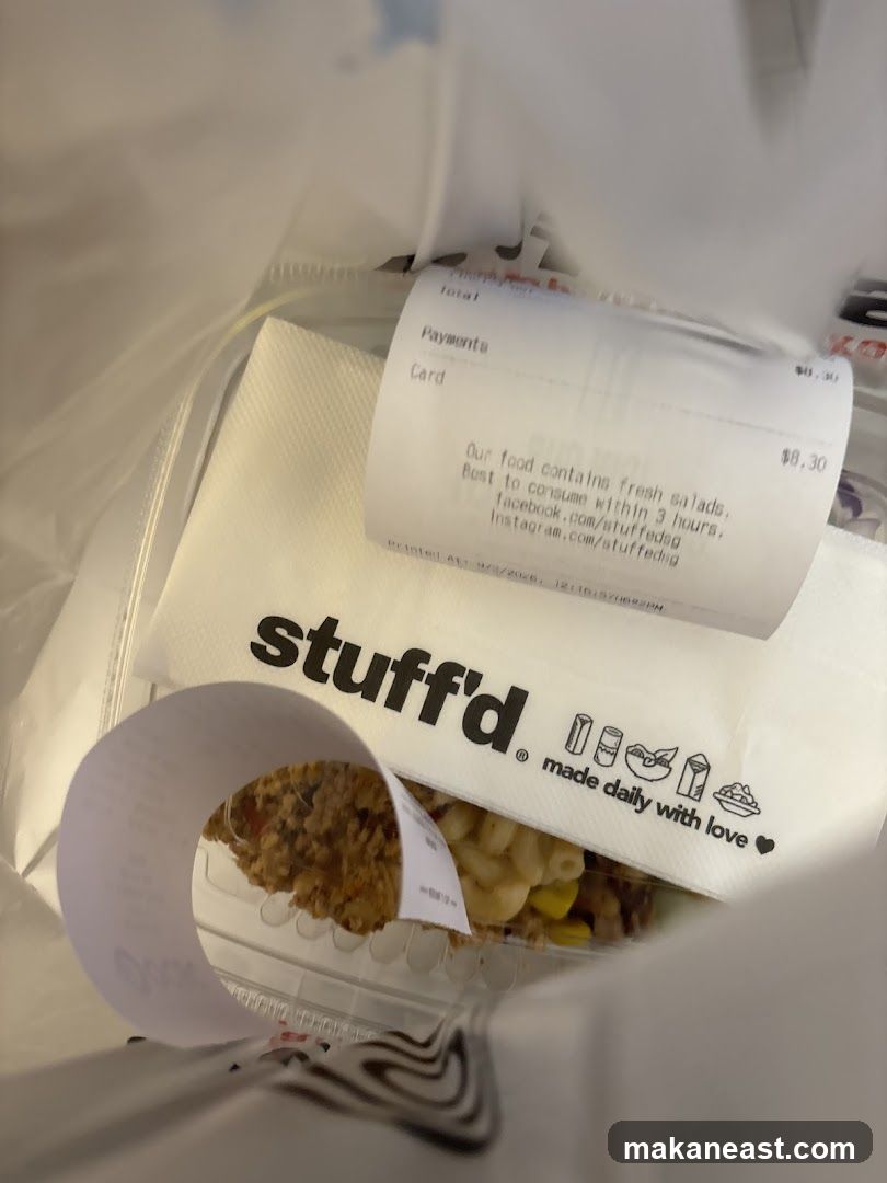 Receipt and food in a bag