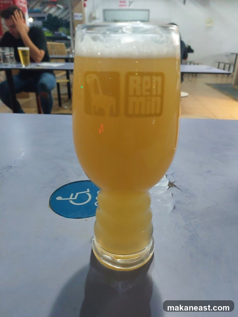 Beer in a branded glass