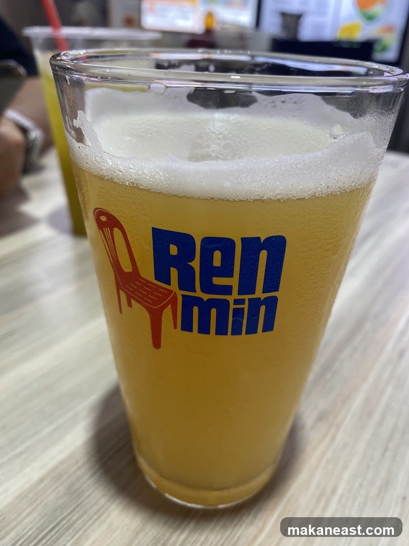 Beverage in a branded glass