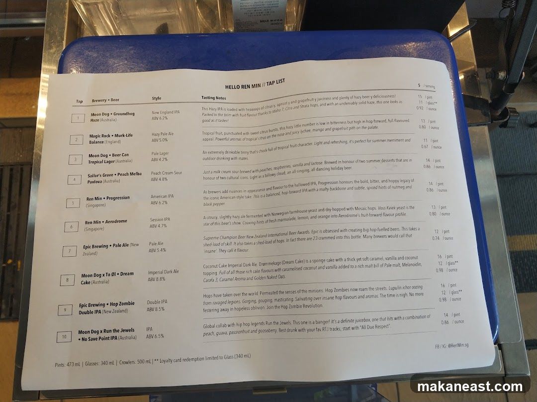 HELLO REN MIN // TAP LIST