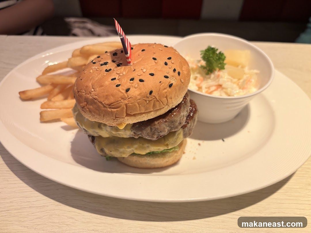 Double Cheeseburger with Fries and Coleslaw