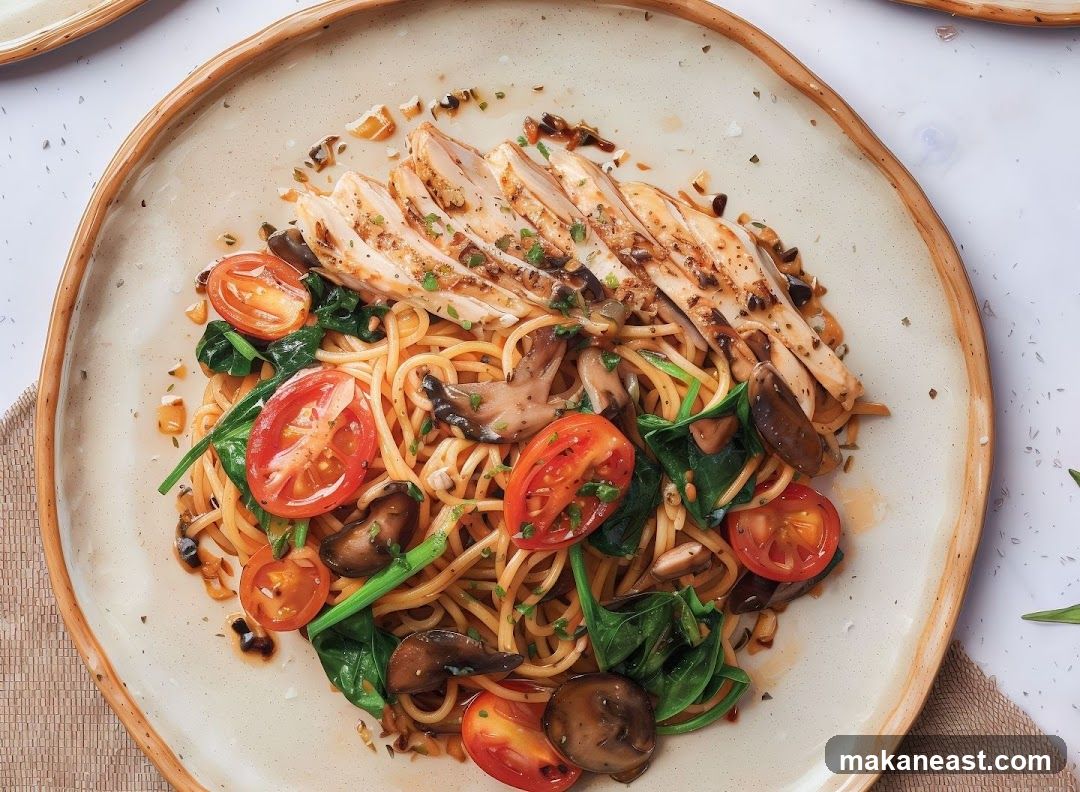 Spaghetti with Chicken and Vegetables