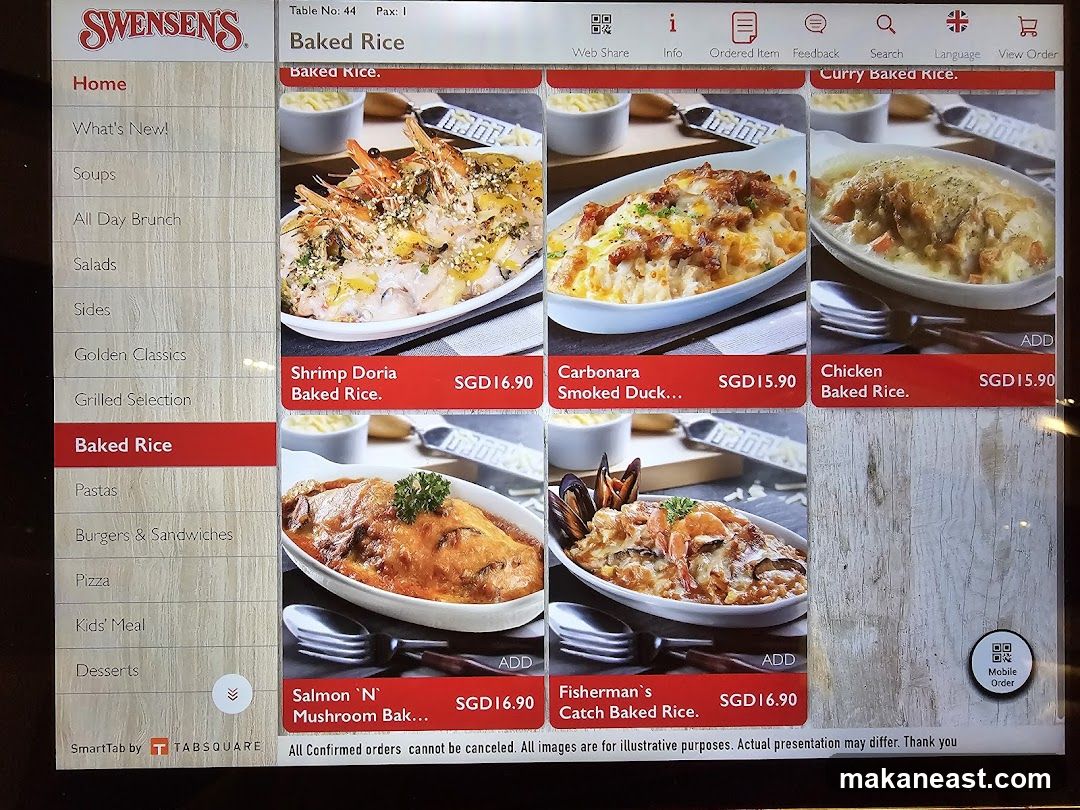 Swensen's Baked Rice Menu