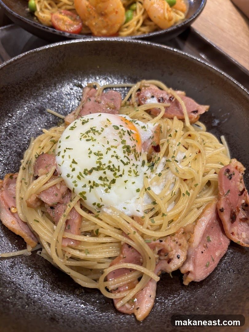 Spaghetti with Duck and Egg