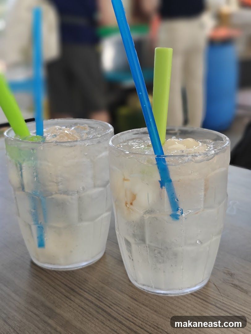 Two glasses of iced drinks