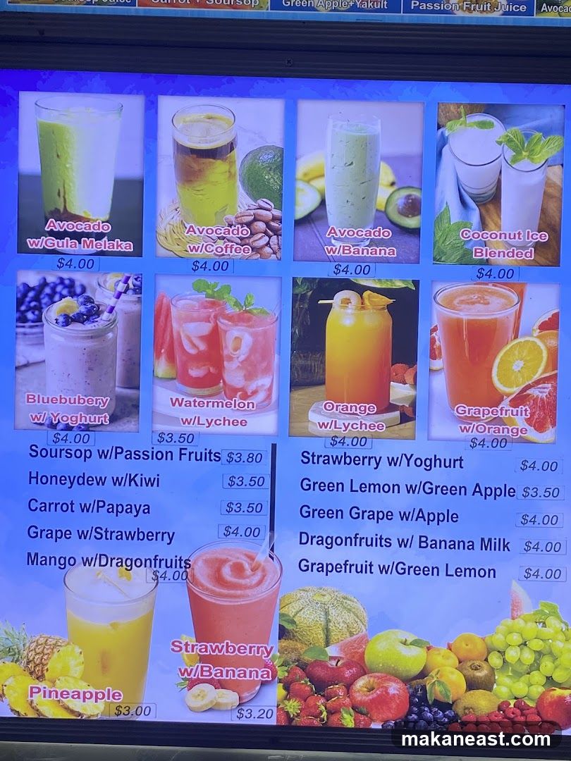 Juice Menu