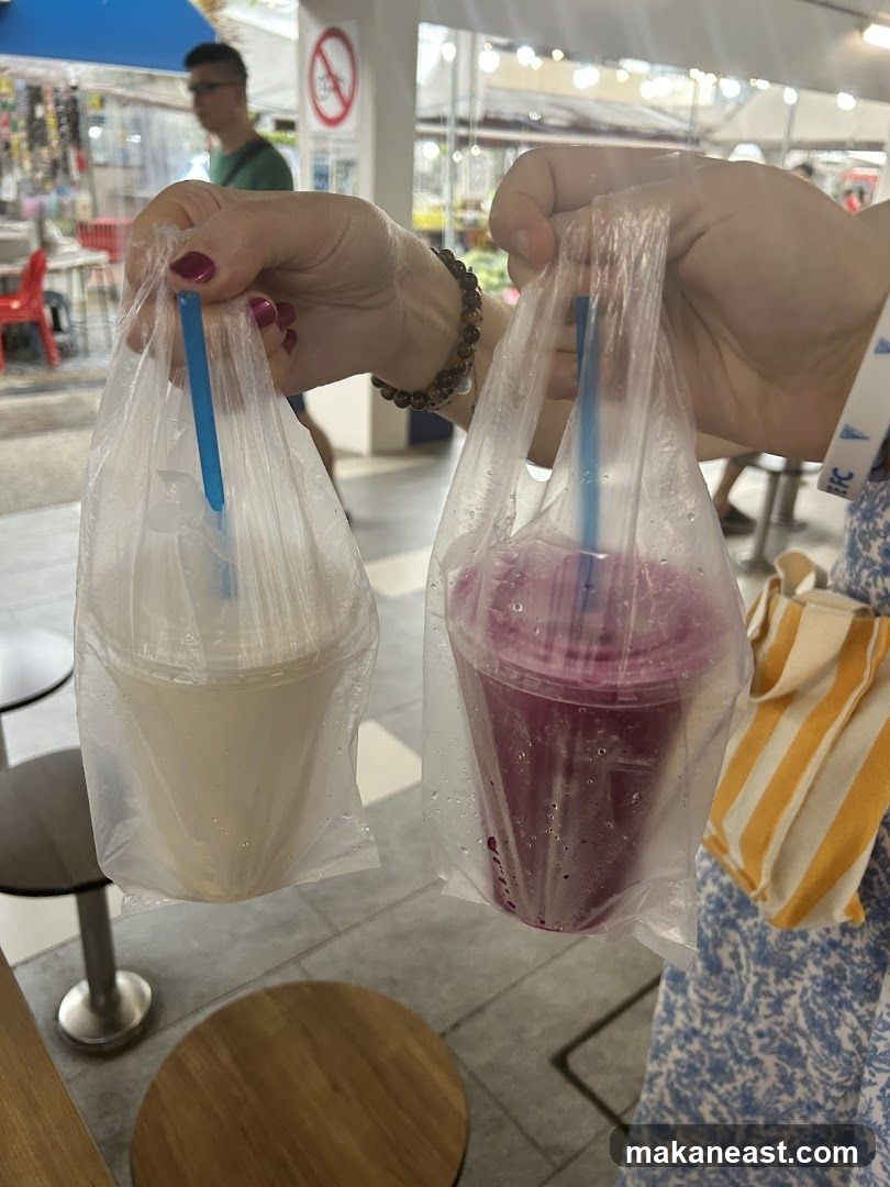 Two Drinks in Plastic Bags