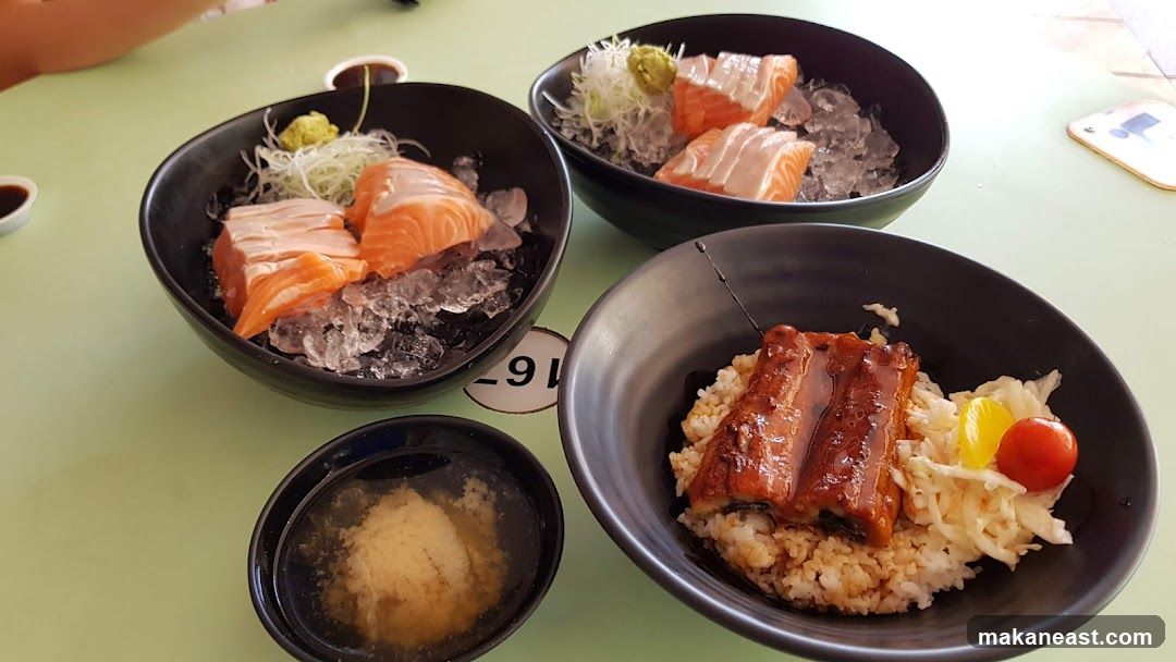 Salmon Sashimi and Unagi Rice Bowl