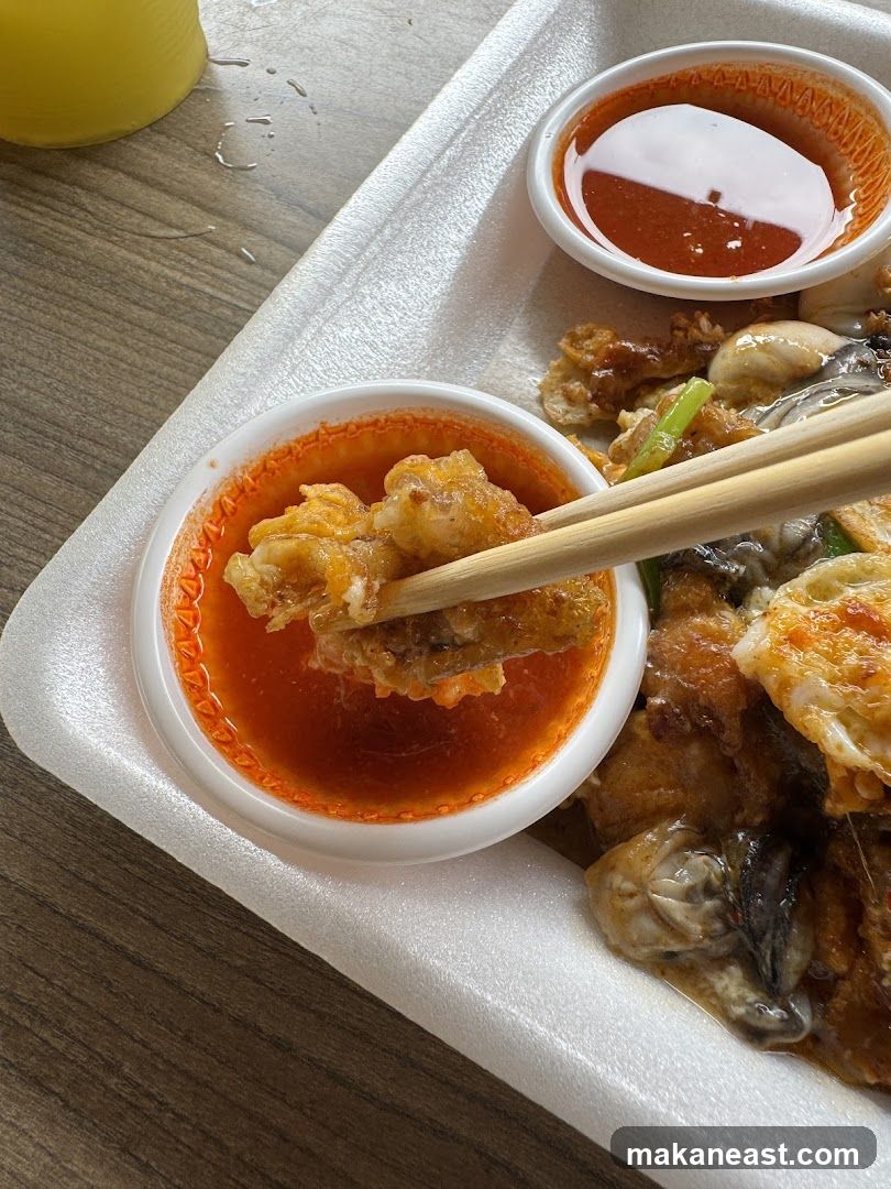 Oyster Omelet with Chili Sauce
