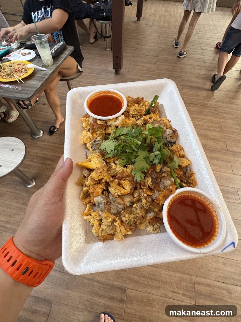 Oyster Omelette with Chili Sauce