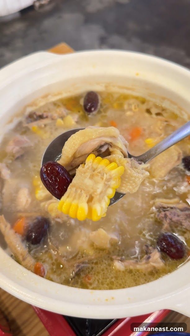 Chicken Soup with Corn and Jujubes
