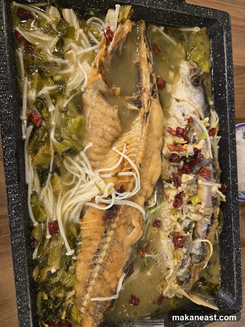 Fish dish with vegetables and mushrooms