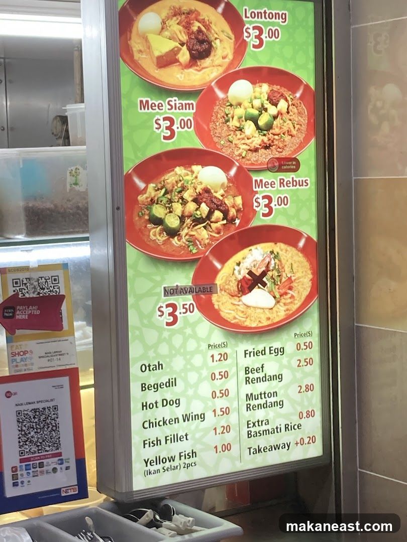Nasi Lemak Specialist Menu