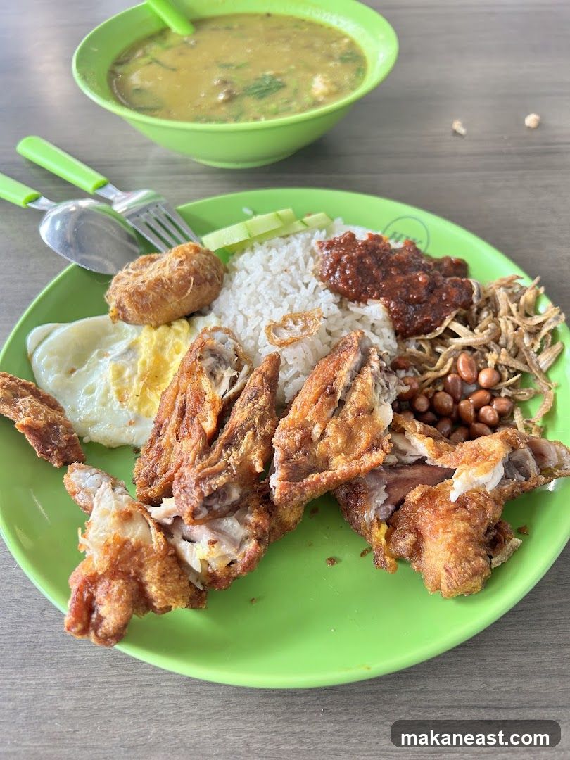 Nasi Lemak with Fried Chicken