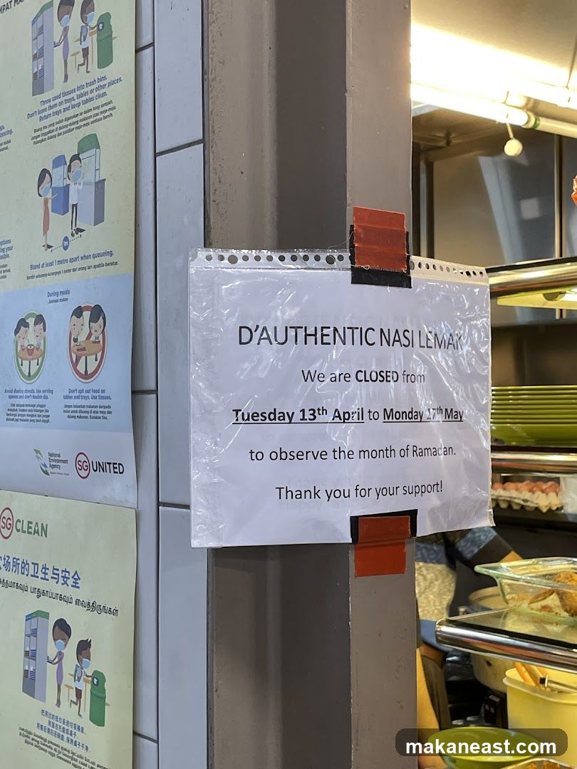 Closed for Ramadan sign