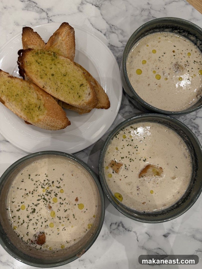 Creamy Soup with Garlic Bread