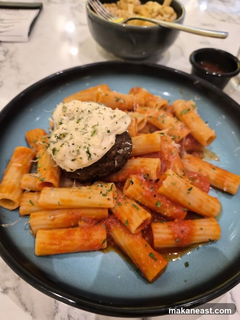 Pasta dish with meatball
