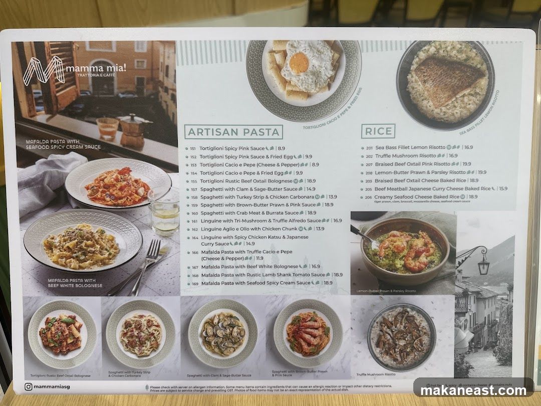 Mamma Mia! Trattoria e Caffè Menu