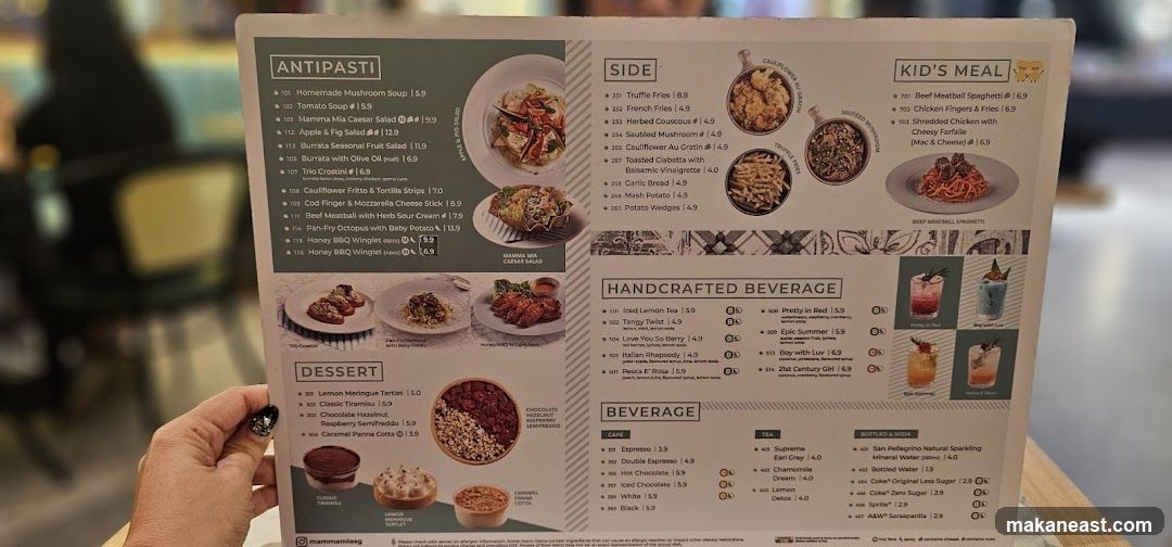 Mamma Mia Menu