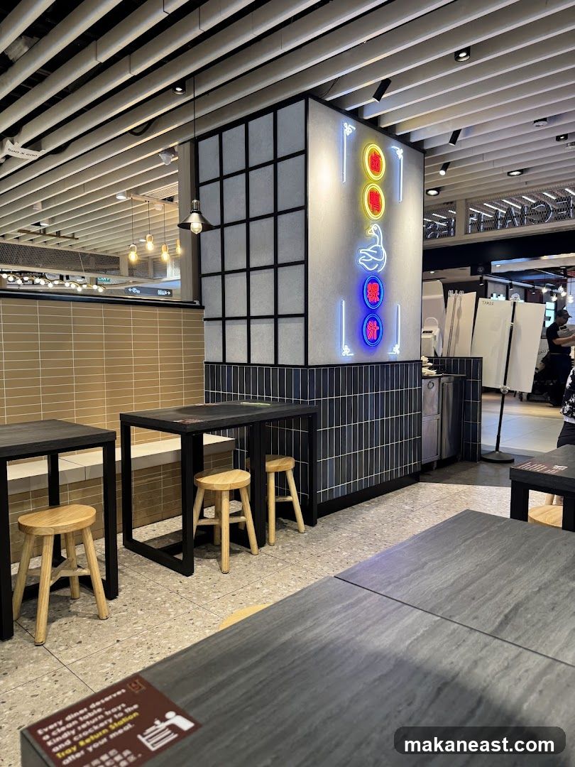Restaurant Interior with Neon Signage