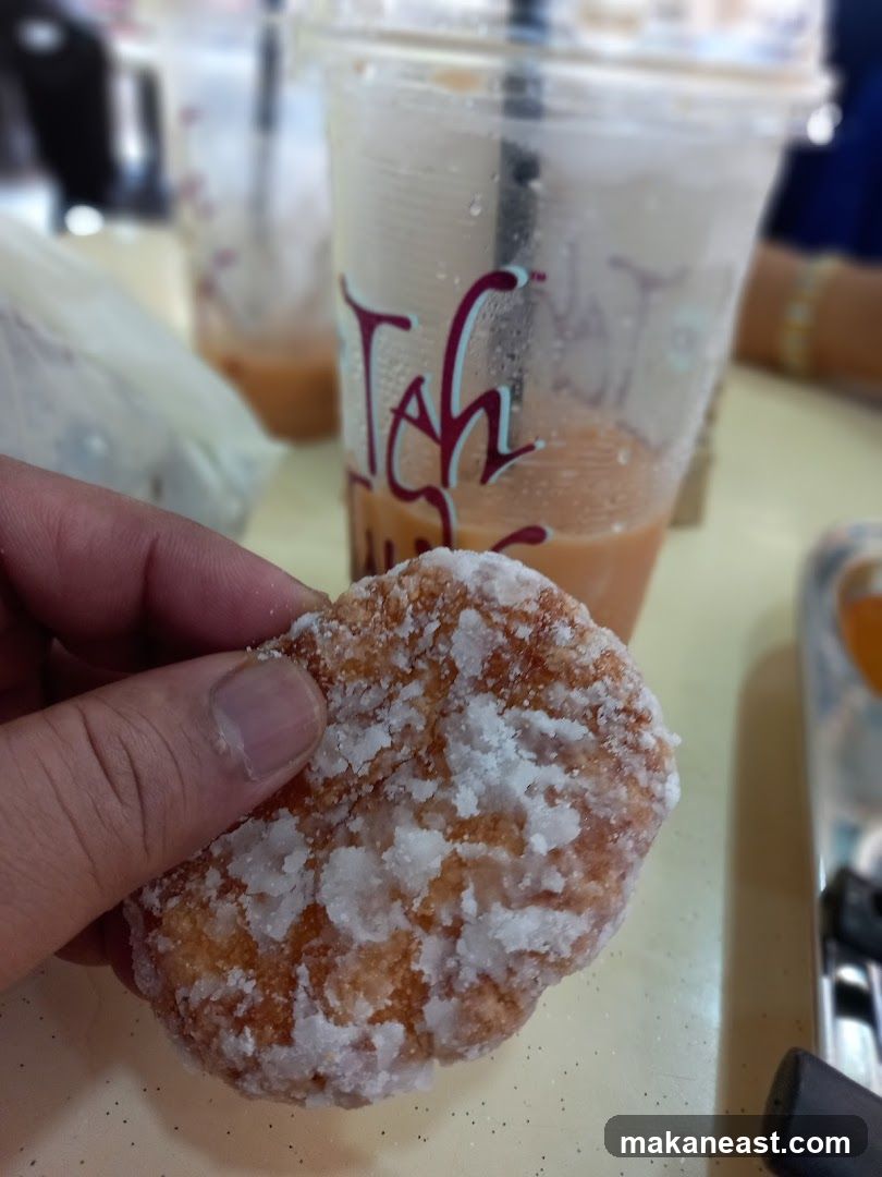Fried snack with iced tea