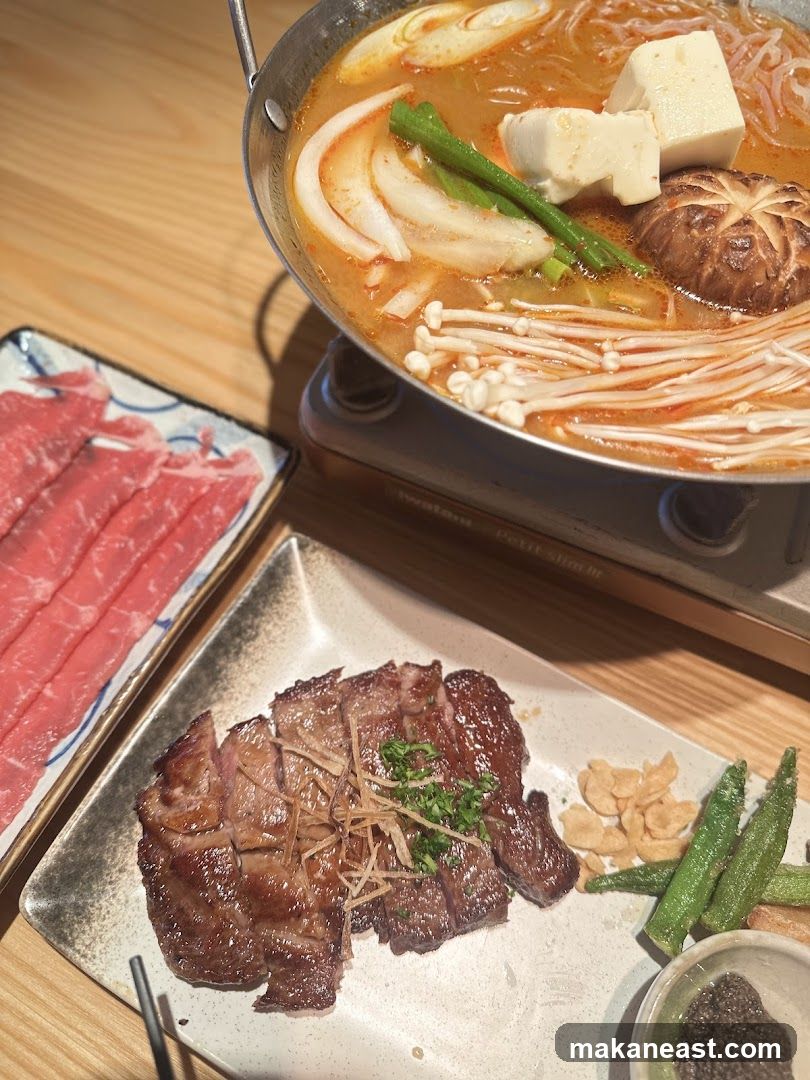 Grilled Steak and Hot Pot