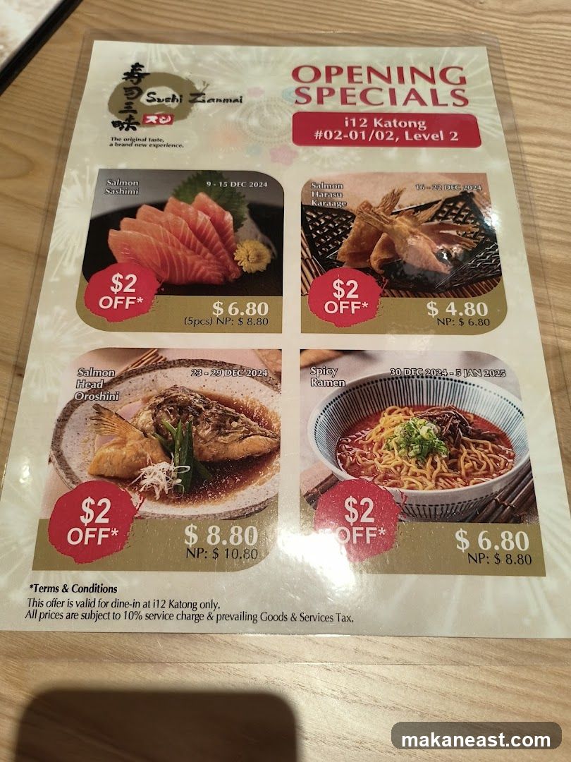 Sushi Zanmai Opening Specials