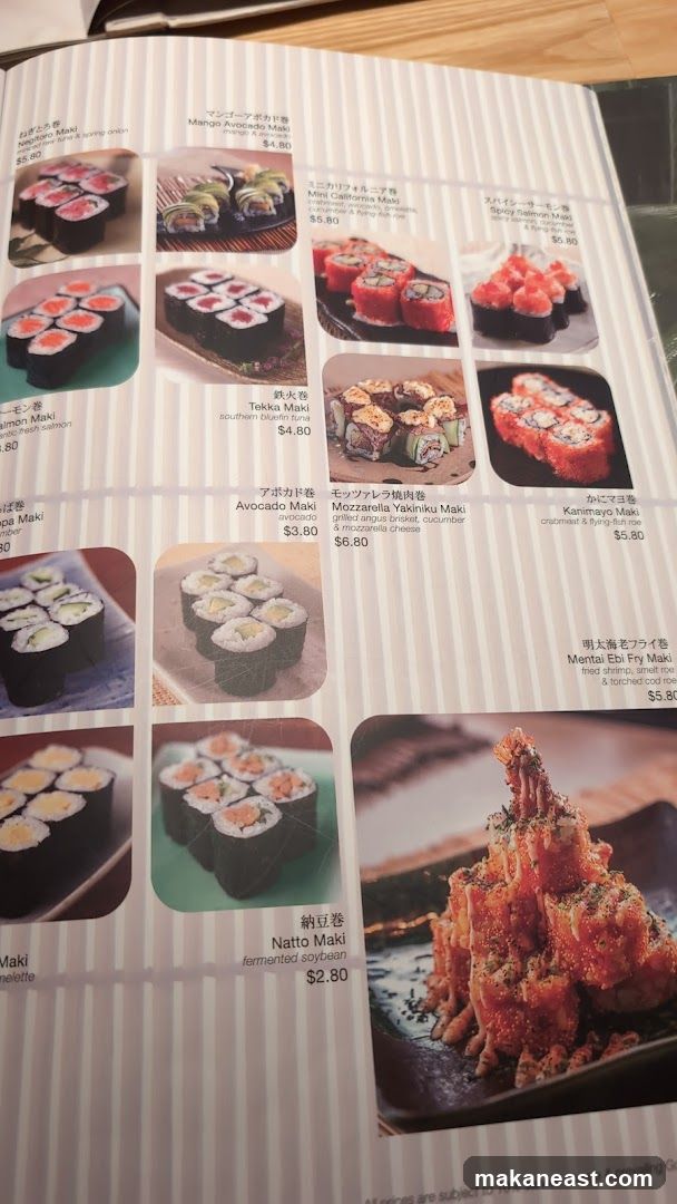 Sushi Menu