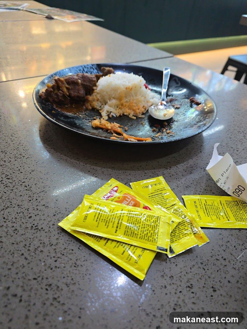 Leftover Meal with Condiments