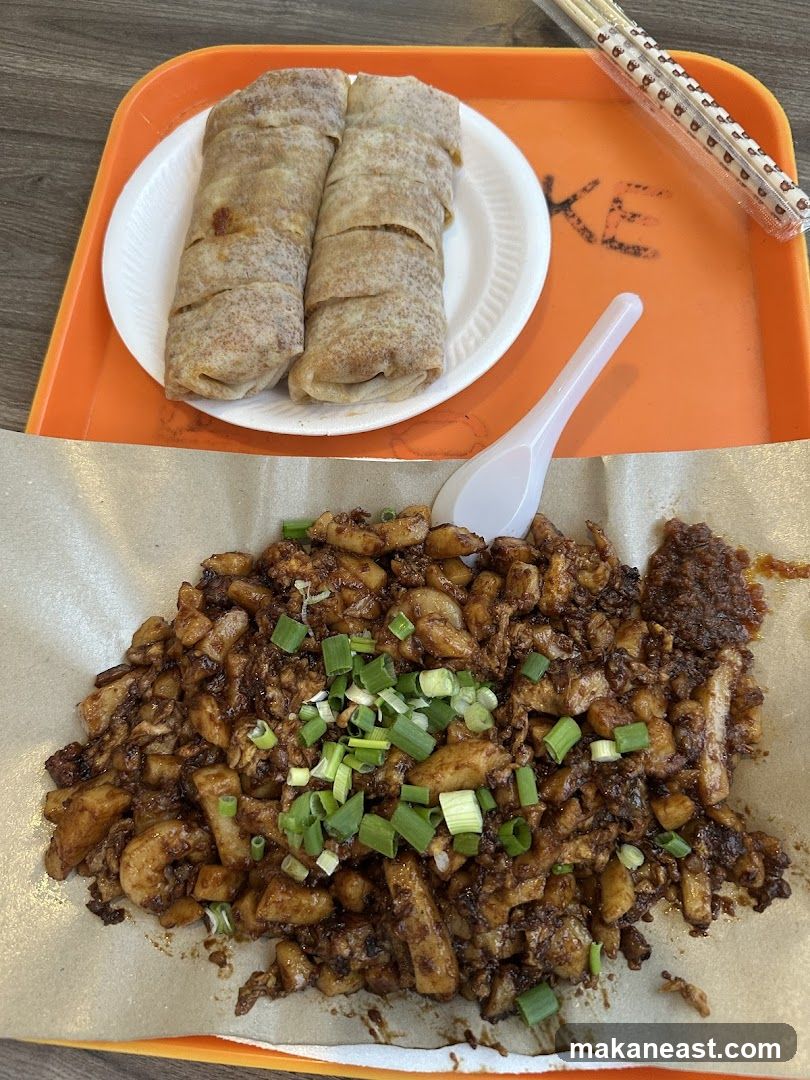 Fried Carrot Cake and Spring Rolls