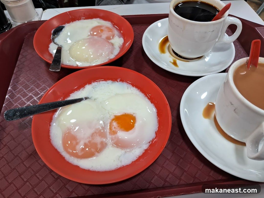 Soft-boiled eggs and coffee