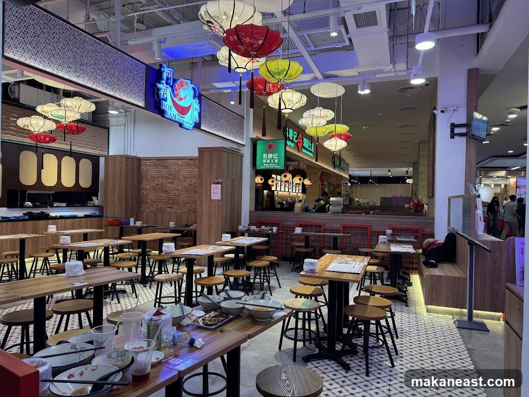 Restaurant Interior with Lanterns and Tables