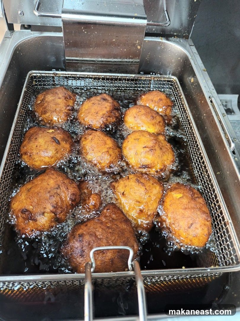 Fritters frying in oil