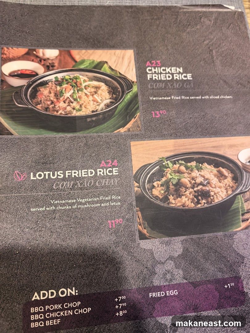 Fried Rice Menu