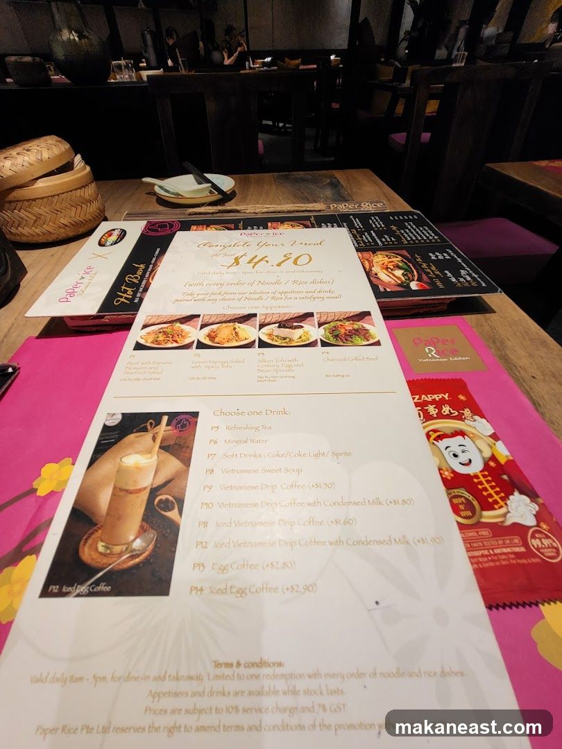 Paper Rice Menu