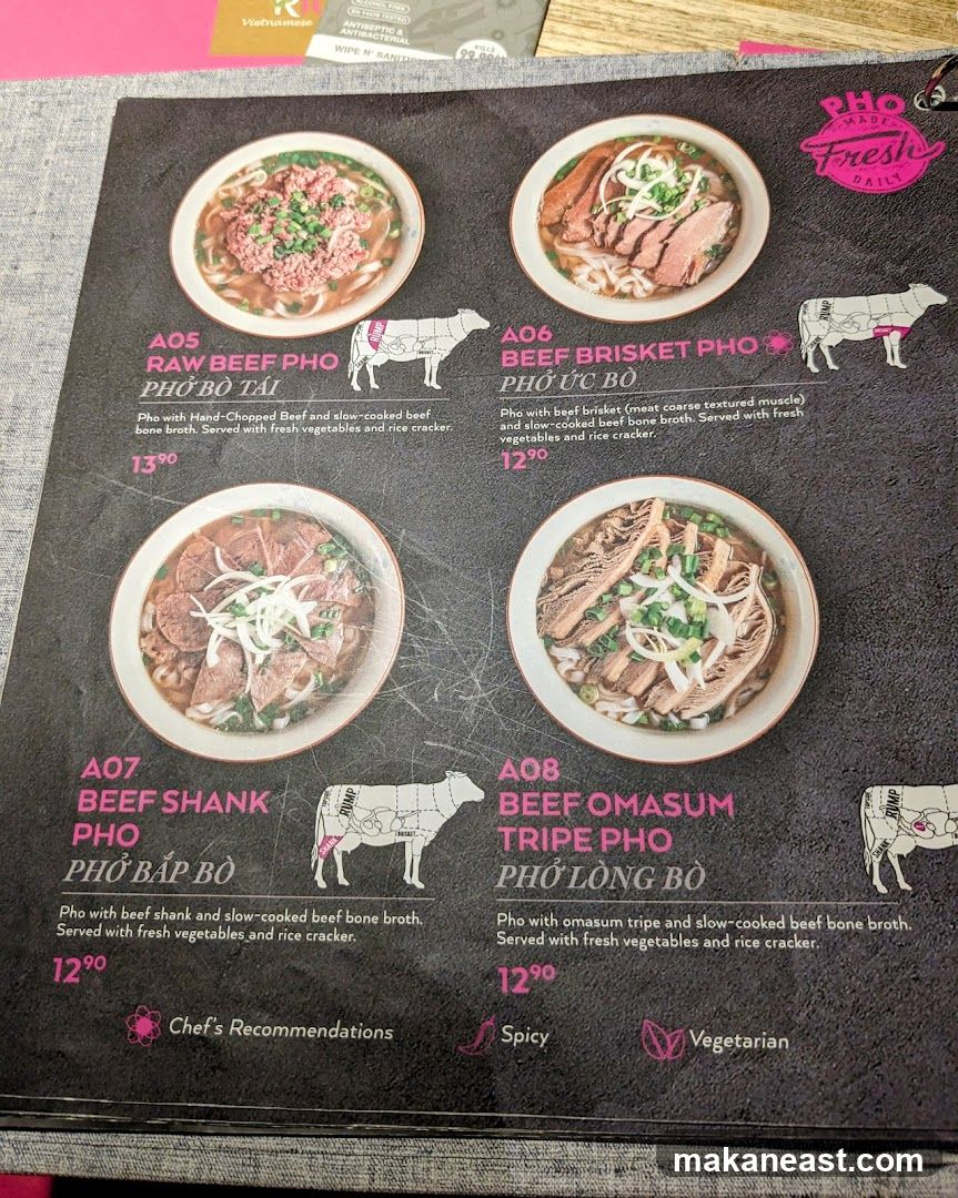 Pho Menu