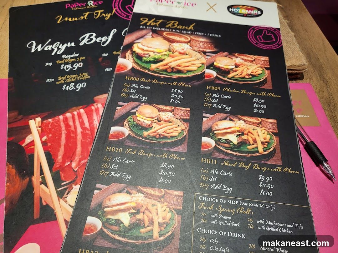 Paper Rice Hot Banh Menu